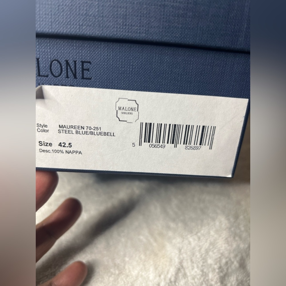 Malone Souliers Maureen Leather Dual-band 70mm Blue Mules Pump SZ 42.5EU/12.5US - Picture 10 of 11